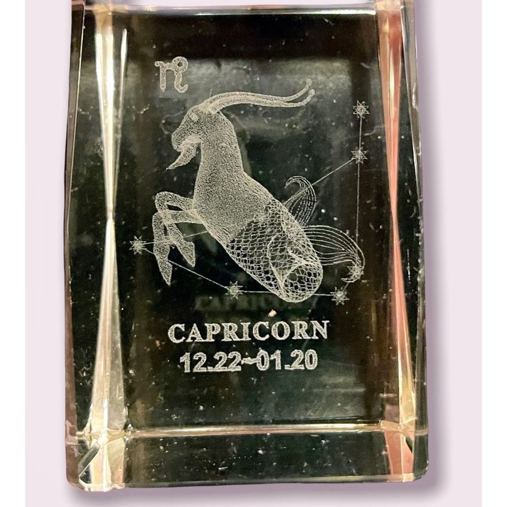 Capricorn Laser engraved glass cube